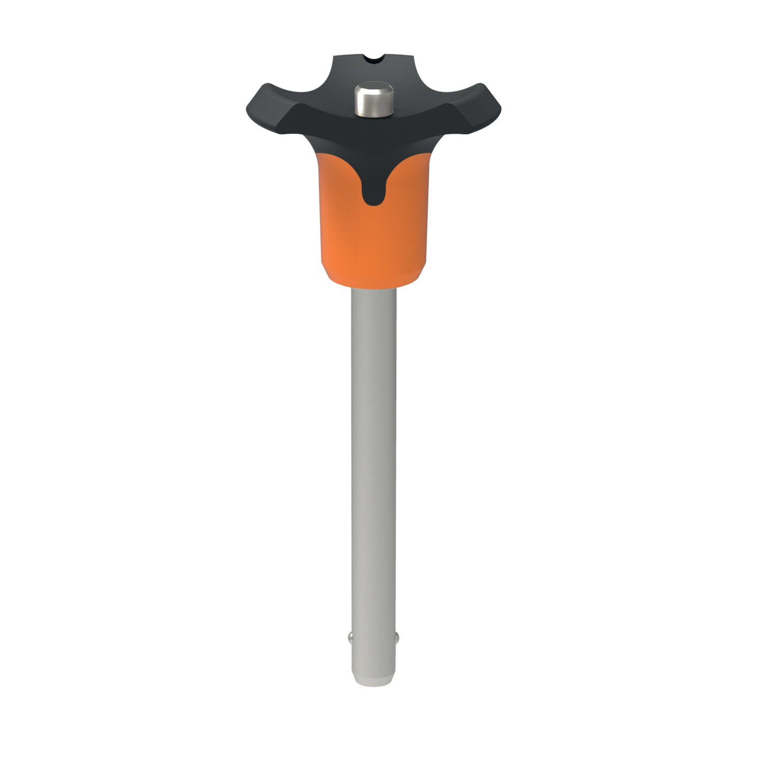 Ball Lock Pins - Single Acting - Orange Plastic Handle Single Acting Plastic Handle Ball Lock Pins in four different colours (orange, bleu, grey and black) to co-ordinate with your required application colour scheme. For repeated connection of parts, with high sheer forces.