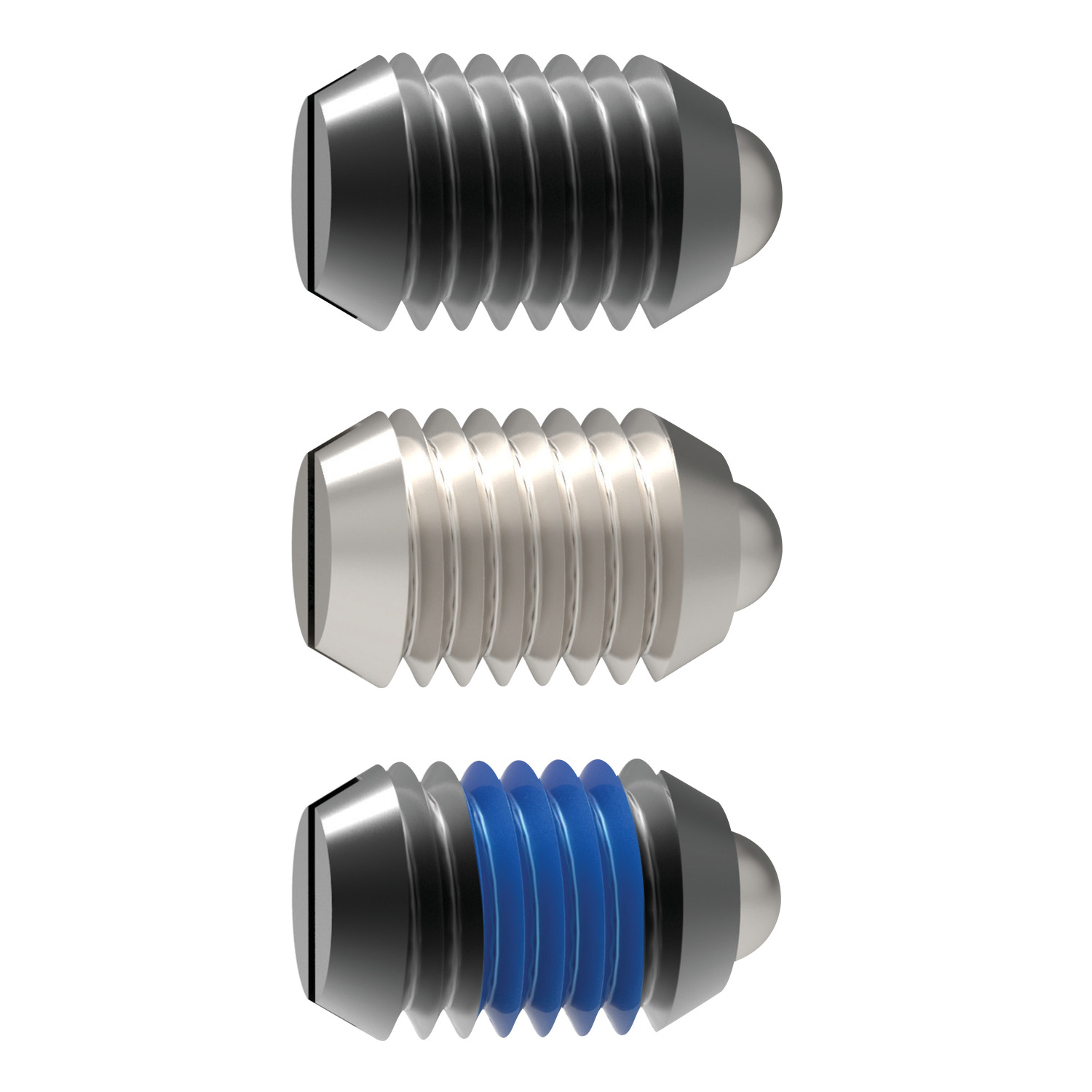 Spring Plungers - IMPERIAL Ball and slot spring plungers with imperial sizing. Available in stainless steel or steel. Spring loads are marked with lines, special types are available on request.