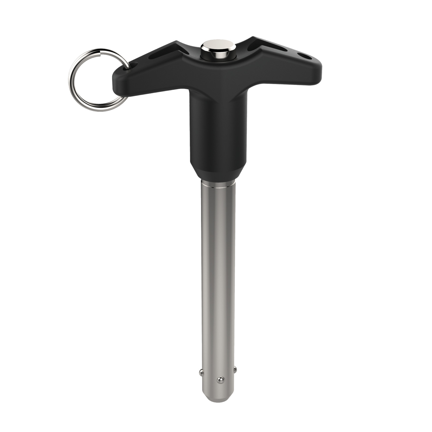 Aviation Pip-Pin - Standard T-Handle Produced to NASM 17985 TA-handled design for excellent handling. For wide range of aviation applications; interior panels, folding tables, ground handling equipment. Available in imperial and metric sizes.