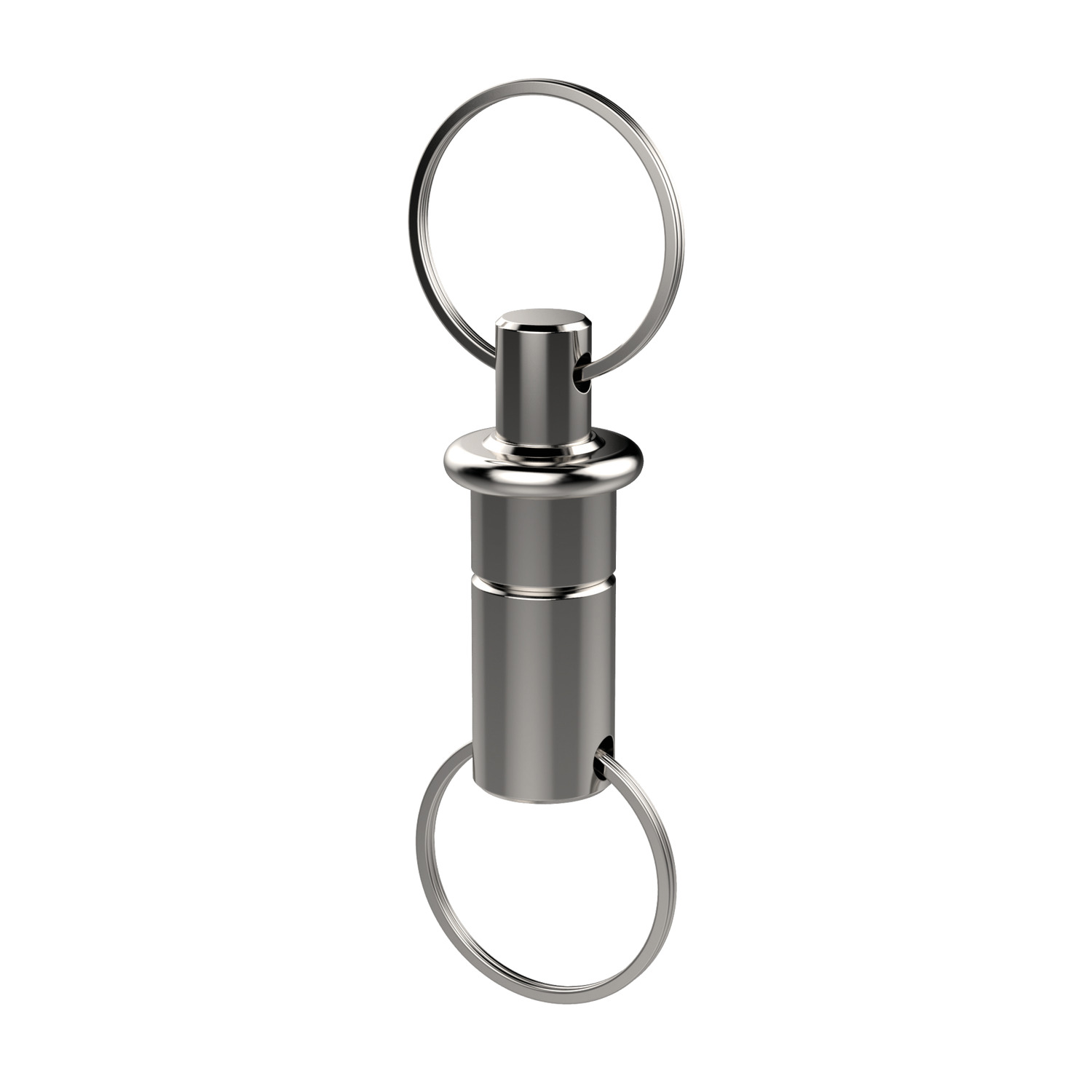 Ball Lock Pins - Single Acting - Key Ring Self locking, single acting ball lock pin with key rings. Made from stainless steel. These can be really useful to secure tools to work locations that are elevated - to stop tools from falling and causing accidents. Also for use with our lanyards and retaining cables.