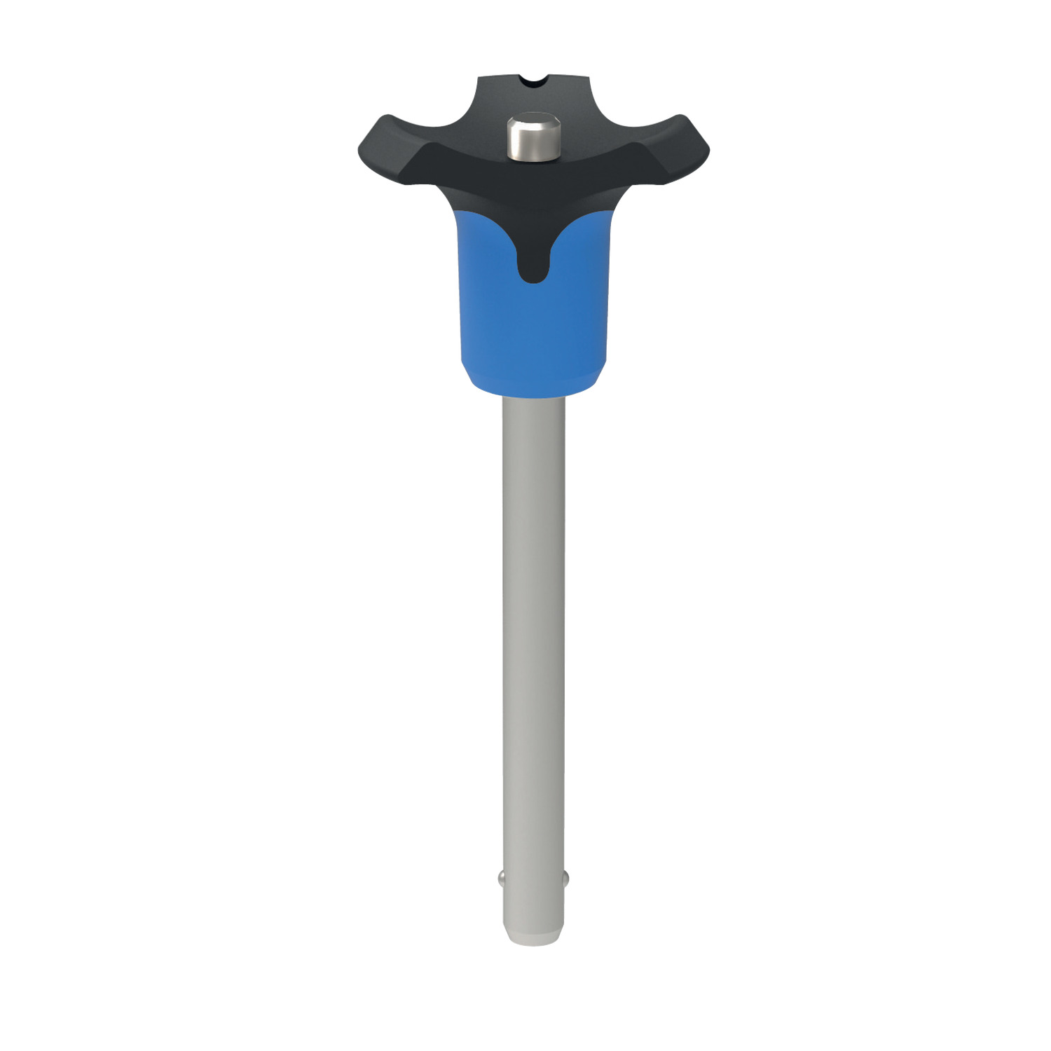 Product 33060.B, Ball Lock Pins - Single Acting - Blue Plastic Handle self-locking - stainless steel 1.4542 (AISI 630) / 