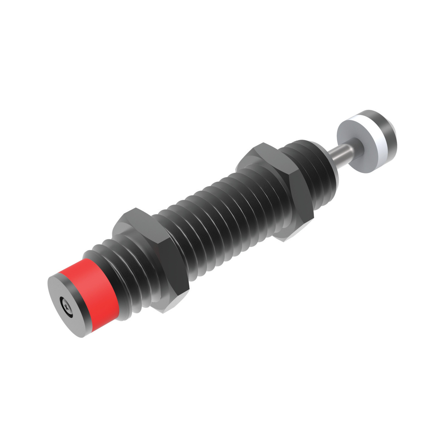 Minature Shock Absorbers, Self Compensating Adjustable collar at base of shock absorber enables setting of optimum deceleration of unit to suit application. Ensures smooth deceleration of moving parts.