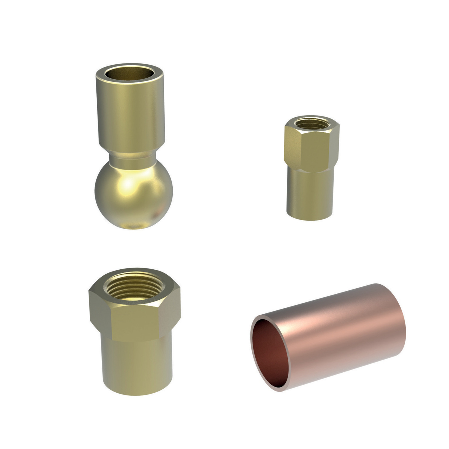 20093.W2370 Sweat Fittings -  Brass. For Coolant Nozzle Systems - 20104/20106 - 9,5 - 7/16"-20 UNJF