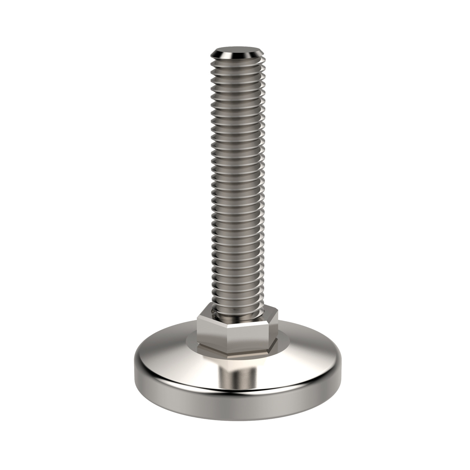 Mini Levelling Feet Stainless steel (AISI 304, AISI 316 on request) Mini Levelling Feet suitable for medium loads. Due to dealing with heavier loads, thread bolt only allows freedom of movement of 3°.