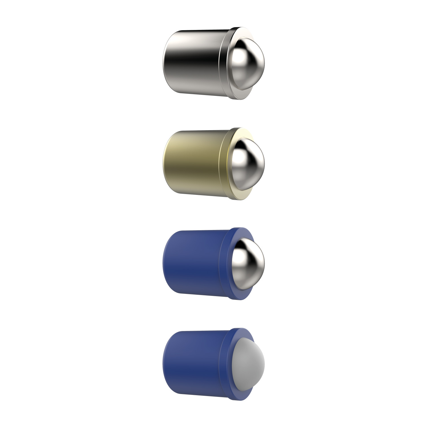 Spring Plungers A popular Push-fit Spring Plungers, in a wide range of material variations including stainless steel, brass and plastic.