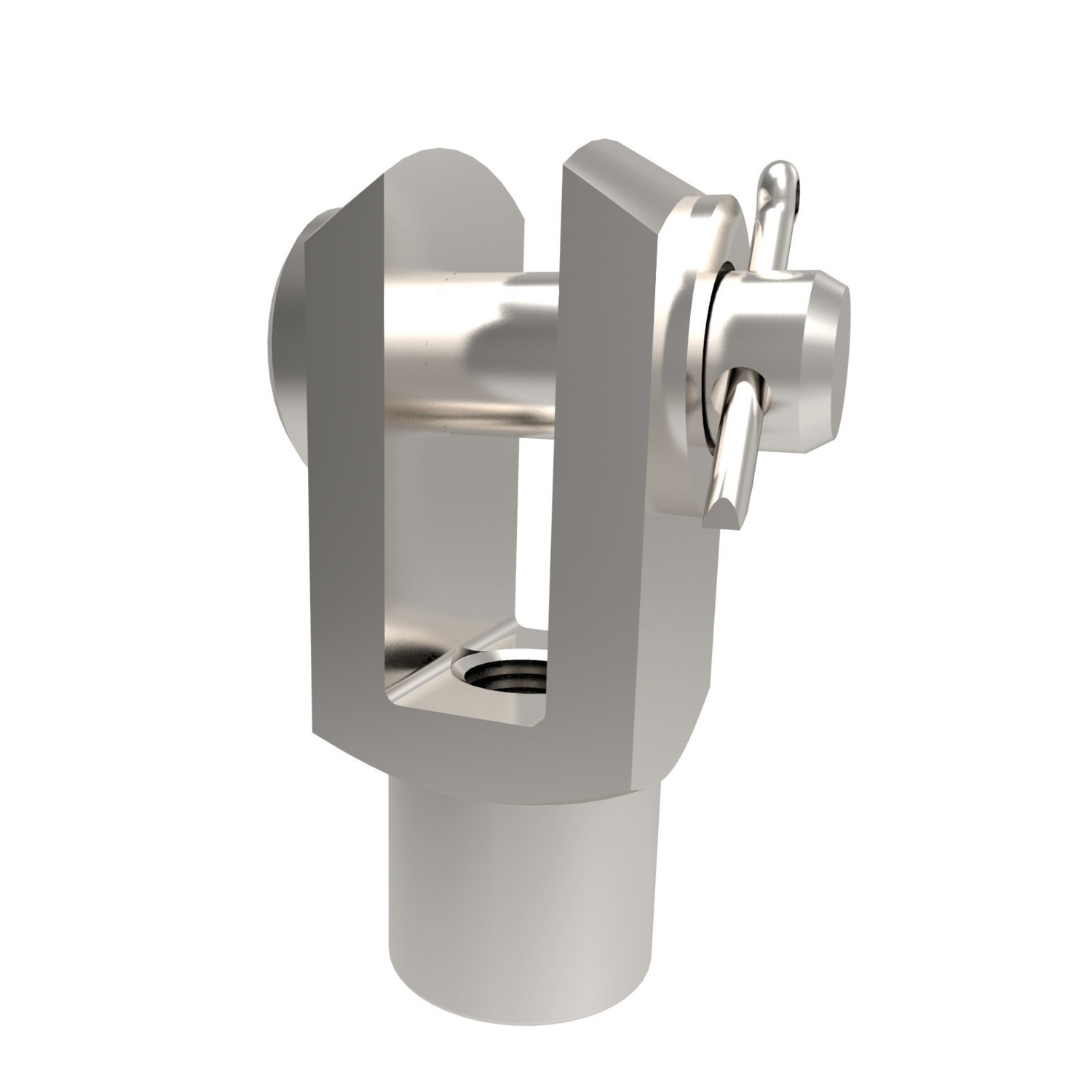 Clevis Joints - Stainless Steel Full Stainless Steel Clevis Joint with Pin with standard right hand thread. Assembly is made using individual parts: pin 65661, washers 65671 and split cotter pin 65675.